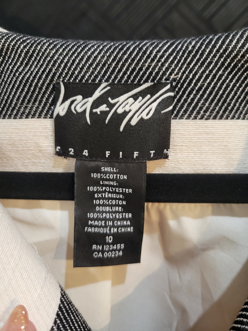 Lord & Taylor Black and White Striped Jacket - Picture 2 of 9